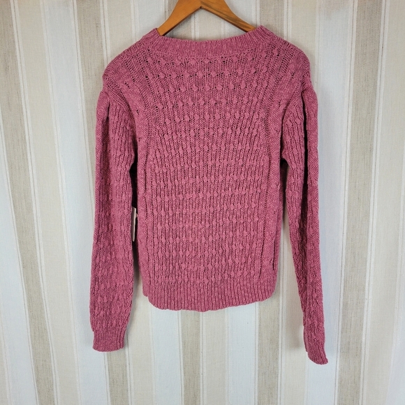 NEW Something Navy Cable Knit Sweater Pink‎ Size Small Cotton Linen - Picture 9 of 9